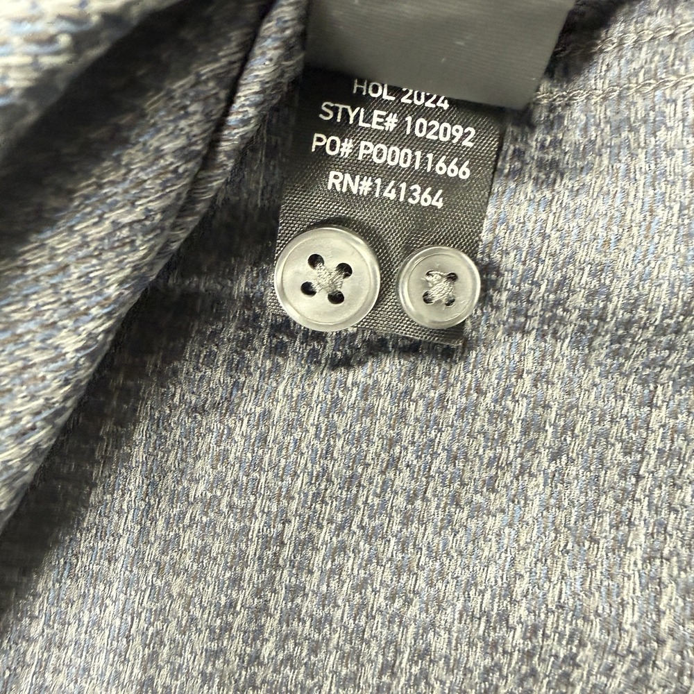Rhone Commuter Large Shirt Slim Fit Italian Fabric Marine Gray Houndstooth NWT - Picture 6 of 9